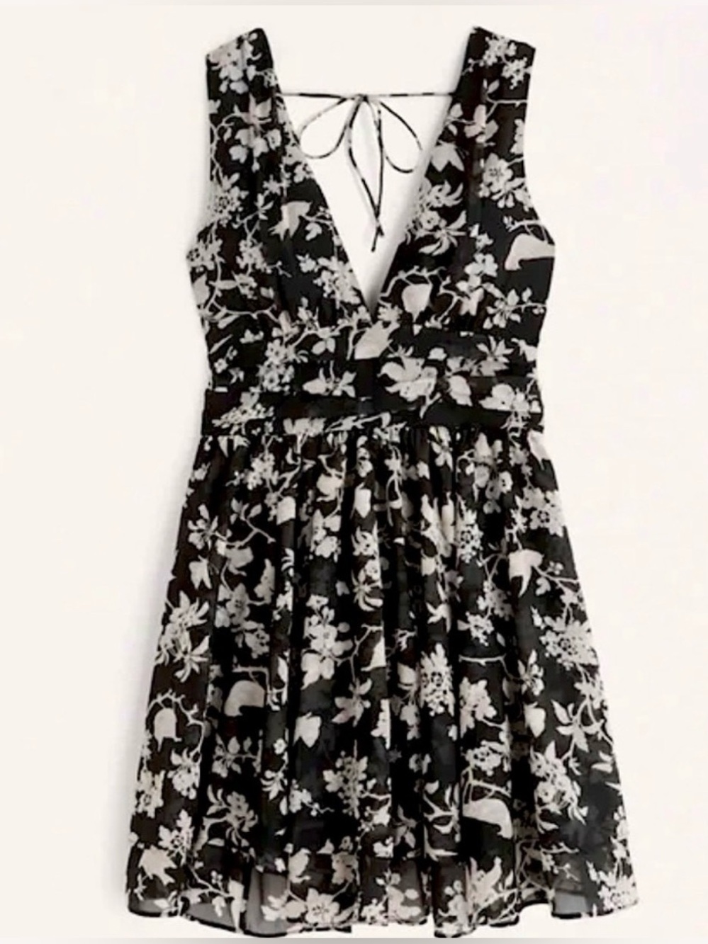 Abercrombie & Fitch Floral Plunge Chiffon Mini Dress Open Back XS Petite NWT